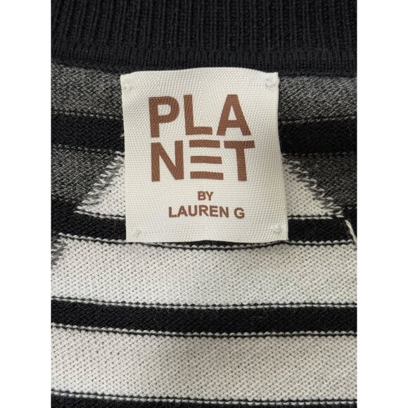 Planet Lauren G Sweater Black Stripe Cotton Modal Peru Women One Size Fits All - Picture 4 of 8